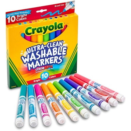 Crayola Ultra-Clean Washable Markers, Bright Colors, 10PK 587855