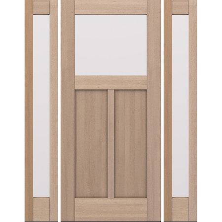 Doornmore CRF-P2G1, 65.25" x 82" ( 36" Door + 2x12" Side) Left Hand, Mahogany Top View Exterior Door CRF-P2G1-SW-3680-G101-SL_1-2_LI