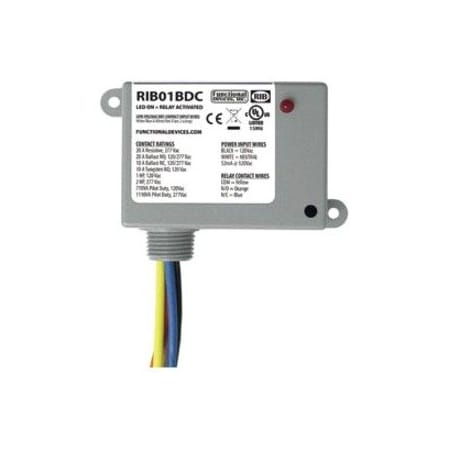 Functional Devices-Rib Enclosed Pre-Wired Relay, 20A at 277VAC, SPDT RIB01BDC