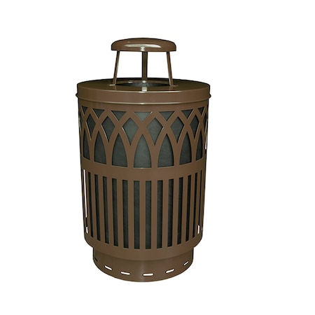 Witt Industries Brown Outdoor Receptacle with Laser Cut Design with Rain Cap COV40P-RC-BN