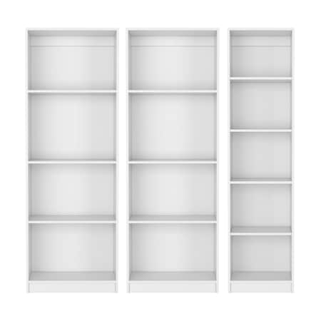 Homeroots Set of Three White Wood Thirteen Tier Modular Bookcase, 3PK 546629