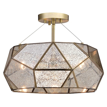 Vaxcel Semi Flush Mount Ceiling Light Fixture Euclid 16-in W Gold Aged Brass Contemporary Geometric C0284