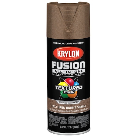 Krylon 12 Oz K02777007 Burnt Sienna Fusion All-In-One Paint & Primer Spray Paint, Textured K02776007