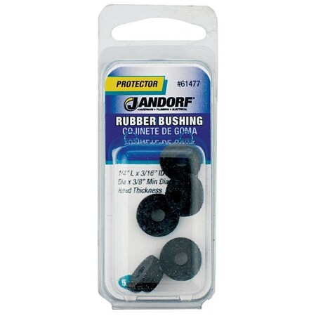 Jandorf Conduit Bushing, 3/16 in Dia Cable, Rubber, Black, 3/16 in Thick Panel 61477