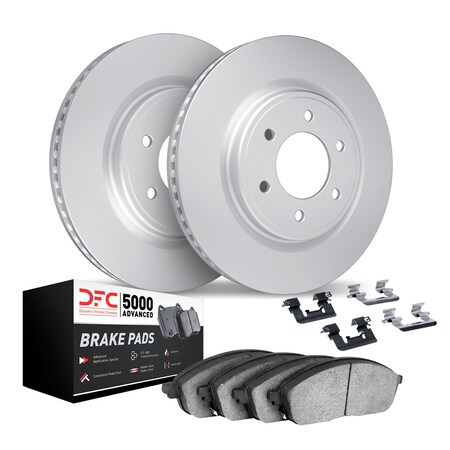 Dynamic Friction Co DFC Hi-Carbon Alloy GEOMET Coated Rotors w/5000 Brake Pads & HW Kit 9512-47048
