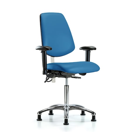 Blue Ridge Ergonomics Vin Med Ben Chair, Med, Bk, Blu, CL100/ESD, Adjustable Arms, 22" to 29" Height, Blue BR-NECR-VMBCH-MB-CR-T1-A1-NF-EG-ESDBLU