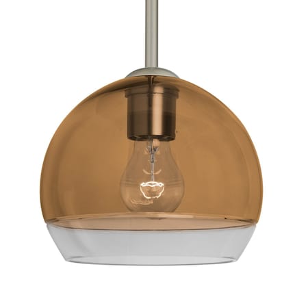 Besa Lighting Besa Ally 8 Stem Pendant, Amber/Clear, Satin Nickel Finish, 1x 60W MAX E26 Base 1TT-ALLY8AM-SN