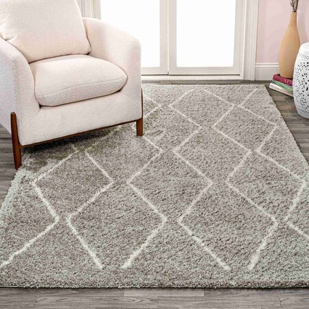Jonathan Y Catala Moroccan Diamond Shag Gray/Ivory 5 ft. x 8 ft. Area Rug MOH405B-5