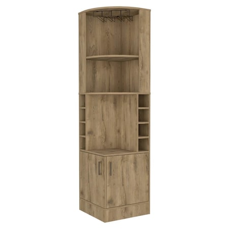 Homeroots 18in Natural Corner Bar Cabinet With Eleven Shelves 488499
