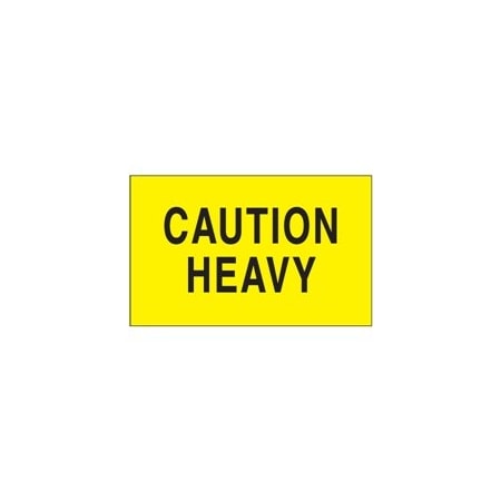Bubblefast 3 x 5'' - ''Caution - Heavy'' Fluorescent Yellow Labels BFDL2101