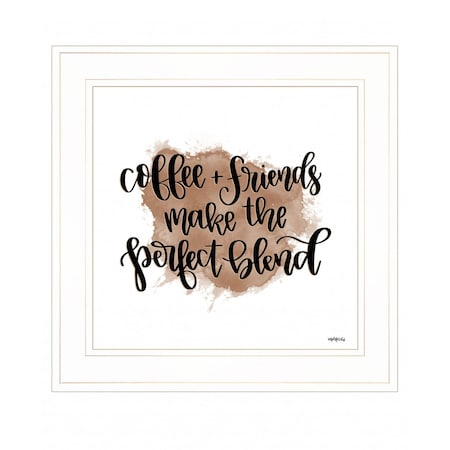 Homeroots Coffee and Friends 2 White Framed Print Wall Art 407623