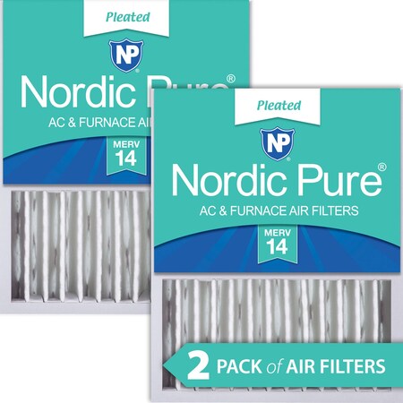 16x20x5 Pleated Air Filter, High Capacity, Electrostatically Charged Synthetic Media, MERV 14, 2 PK