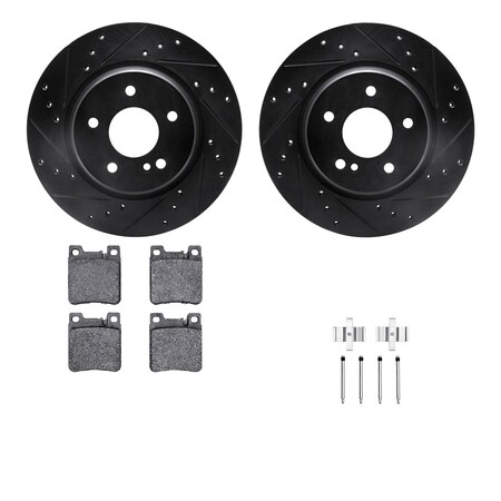 Dynamic Friction Co DFC Rotors-Drilled & Slotted-Black w/ EURO 5000 Ceramic Brake Pads Incl Hdw 8612-63056
