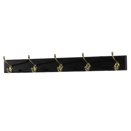 Wooden Mallet 5 Hook Coat RackBrass Hooks Black HCR-5BBK