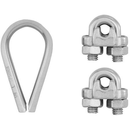 Wells Lamont National Hardware Cable Clamp Kit, 1/8 in Dia Cable, Stainless Steel N100-349