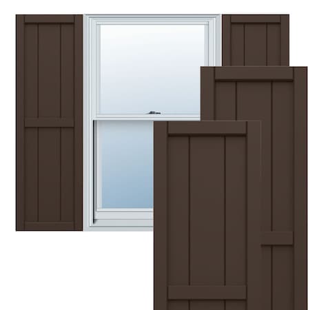 Ekena Millwork True Fit PVC, Two Board Framed Board-n-Batten Shutters, Raisin Brown, 10 3/4W x 87H, PR TFP101BF11X087TB