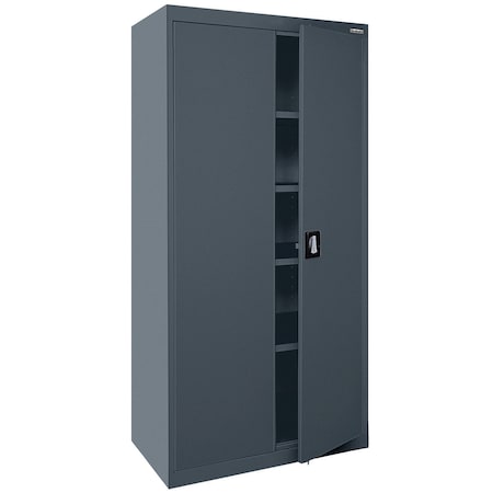 Sandusky Lee Shelving Storage Cabinet, 72 in H, 36 in W, 18 in D, Swing, Keyed, Dark Gray, 4 Shelves, 0 Drawers EA4R361872-02
