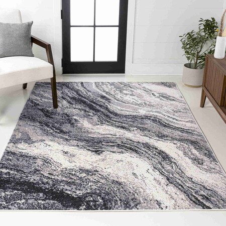 Jonathan Y Kassia Contemporary Glam Abstract Marble Charcoal/Cream 8 ft. x 10 ft. Area Rug SEU300A-8