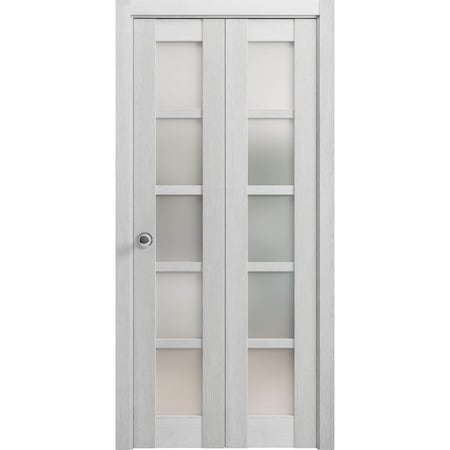 Sartodoors Sliding Closet Bi-fold Doors Grey Solid Core Modern Interior QUADRO4002BF-OAK-72 x 84 (2* 36x84)