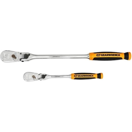 Gearwrench 2 Piece 1/4" & 3/8" Drive 90-Tooth Dual Material Locking Flex Head Teardrop Ratchet Set 81275T