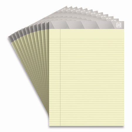 Tru Red Notepads, Narrow Rule, 50 Canary-Yellow 8.5 x 11.75 Sheets, 12PK TR59912/TR57368