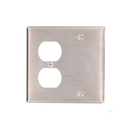 Leviton Combination Wall Plate, Number of Gangs: 2 Stainless Steel, Silver 84008-40