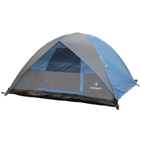 Stansport Dome Tent, 96 in L, 84 in W, 4 Person, Blue/White 728-300