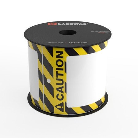 Labeltac Caution Tag, Safety Yellow and Black Stripes, Printable Tag Roll LT35TAG-SYBS