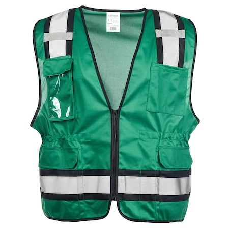Jj Keller High Visibility Safety Vest with Pockets, Zipper Closure, Reflective Strips, 2XL/3XL 77796