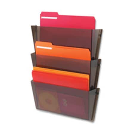 Deflecto Deflect-O  Wall Pockets, 14.5 in. x 3 in. x 6.5 in., Letter, Smoke, 3PK DE463934