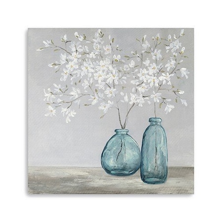 Homeroots White Spring Flowers Unframed Print Wall Art 399062
