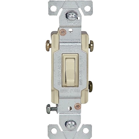Eaton Wiring Devices C1301-7LTV Toggle Switch, 15 A, 120 V, Polycarbonate Housing Material, Ivory C1301-7LTV-L