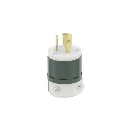 Leviton Locking Plug, L7-15P, 15 A, 277V AC, Single Phase, 2 Pole, Screw Terminals, Black, White 4770-PLC