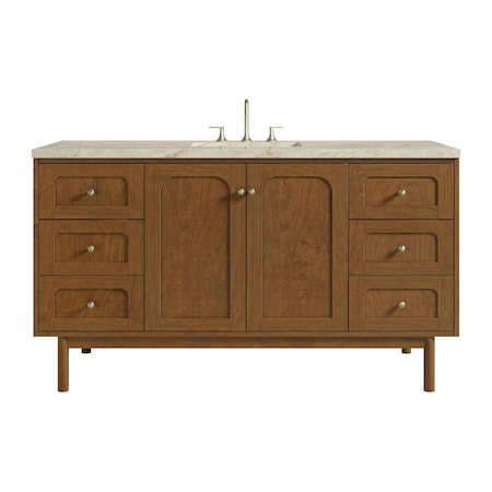 James Martin Vanities Laurent 60" Single Vanity, Honey Oak w/ 3 CM Tajnar Eclos Top 545-V60S-HNO-3TJR