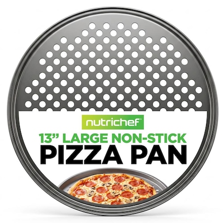 Nutrichef 12.8 Inch Nonstick Pizza Pan for Oven, Gray BKNCBS10SPIZZAP