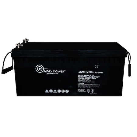 Aims Power Deep Cycle 12V 200 Ah AGM Maintenance Free Battery Heavy Duty Group 4D AGM12V200A