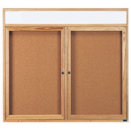 Aarco Enclosed Bulletin Board Red Oak Frame w/ a High Gloss Clear Lacquer Finish, 48''Hx60''W OBC4860RH
