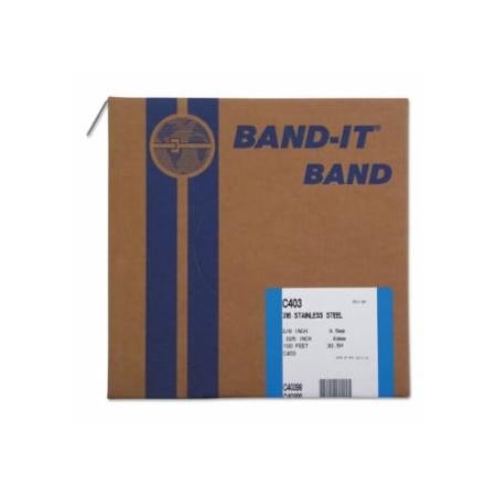 Band-It Type 316 Bands, 3/8 in x 100 ft, 0.025 in Thick, Stainless Steel 080-C40399