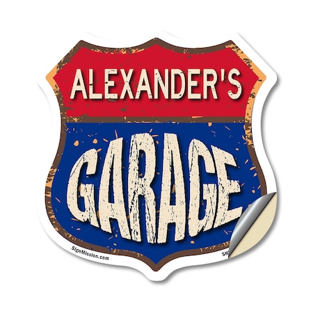 Signmission Alexander's Garage, 12 Inch X 12 Inch, Vinyl Decal SHI-D-12-383-ALEXANDER