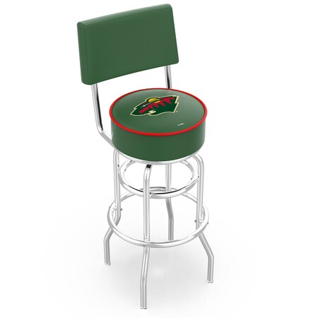 Holland Bar Stool Co 25" Chrome 2-Ring Minnesota Wild Swivel Bar Stool, Back L7C425MinWld