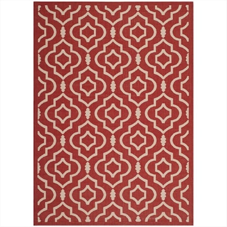 Safavieh 5 ft. -3 in. x 7 ft. -7 in. Rectangle Indoor-Outdoor Courtyard- Red and Bone- Machine Made Rug CY6926-248-5