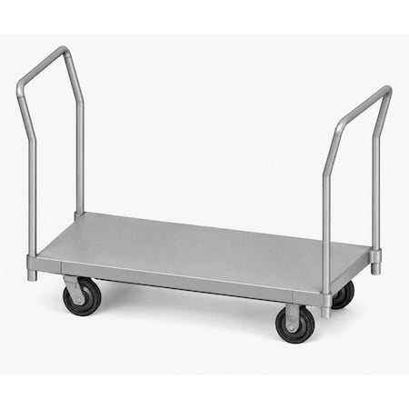 Pucel Steel Platform Truck, 34 in W x 72 in D, 6 in Phenolic Casters, With Extra Handle Sockets, Red PT-3472-6P-EHS