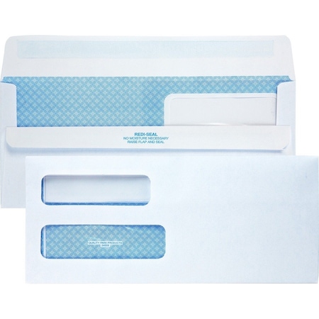 Quality Park Double Window Envelopes, 24 lb, No.10, 4-1/8x9-1/2in, 500PK 24559