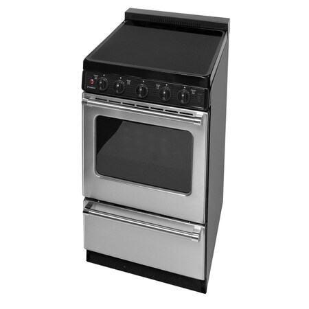 Premier Electric Range, 20 inW x 37.5 inH x 24.5 inD, 2.42 cu. ft. Oven, Glass Top Stove, Stainless Steel 805699