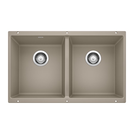 Blanco Precis SILGRANIT 29in 50/50 Double Bowl Undermount Kitchen Sink - Truffle 517678