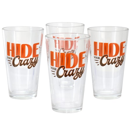 Wanda June Home by Miranda Lambert Hide Your Crazy 4 Piece 16 Ounce Glass Tumbler Set 138802.01