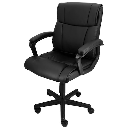 Elama Mid Back Rolling Adjustable  Faux Leather Office Chair in Black ELM-F-018