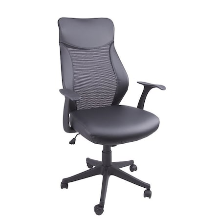 Simple Spaces Simple Spaces FY-1352-9 Office Chair, 250 lb Weight Capacity, Polyurethane Seat, Black Frame FY-1352-9