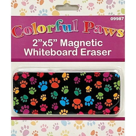 Ashley Productions Magnetic Whiteboard Eraser, Colorful Assorted Paw Pattern, 2in. x 5in., 6PK 09987