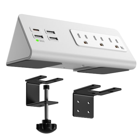 Kable Kontrol Power Strip, Rack Mounted, USB, 7 4.9 ft., White KK-EC-WH-C